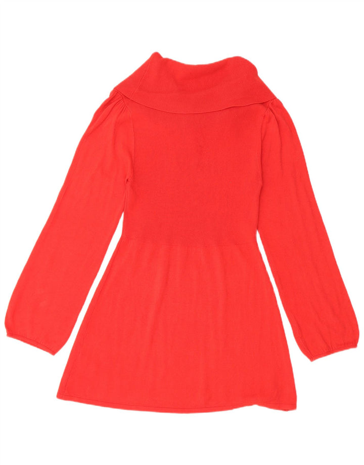 Marks & Spencer Dame Langærmet Roll Neck Tunika Top UK 8 Lille Rød