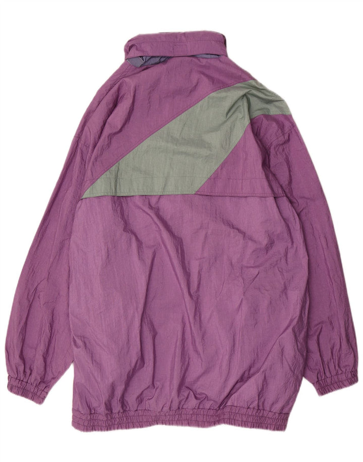 VINTAGE Herre Loose Fit Regnfrakke UK 38 Medium Lilla Colourblock Polyamid