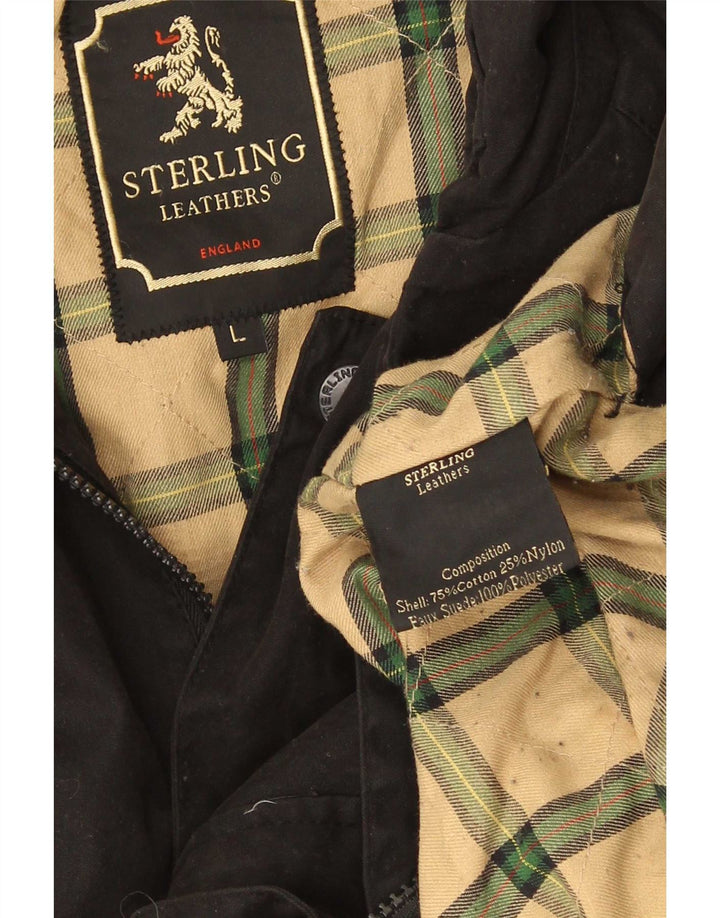 Sterling Herre vokset bomuldsjakke UK 40 Large Black