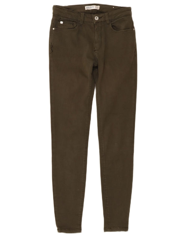 Zara Dame Skinny Jeans EU 36 XS W26 L27 Khaki