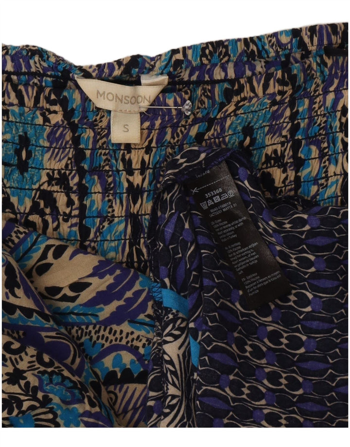 Monsoon Dame Stropløs Maxi Kjole UK 8 Small Multicolored Paisley