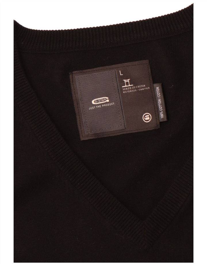 G-STAR Herre grafisk V-hals sweater Stor sort bomuld