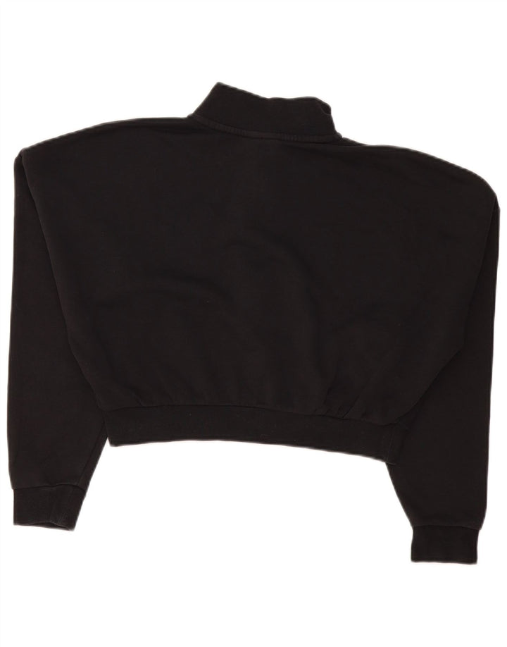 Nike Womens Oversized Crop Zip Neck Sweatshirt Jumper UK 10 Small Black