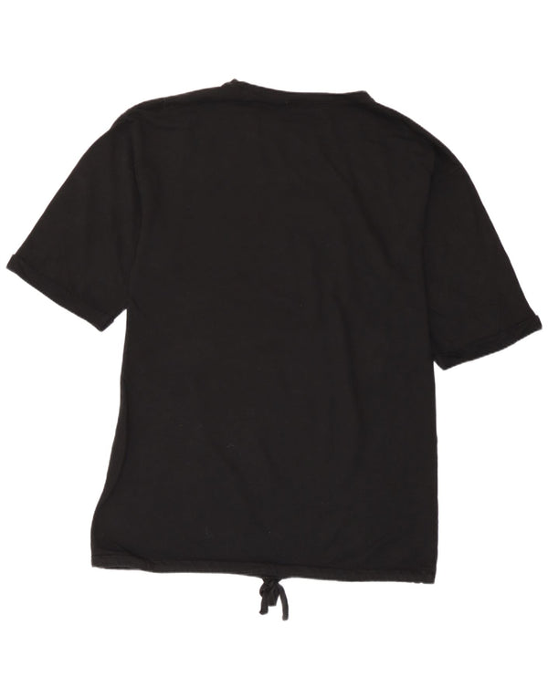 Zara Dame Grafisk T-Shirt Top UK 16 Stor Sort Bomuld