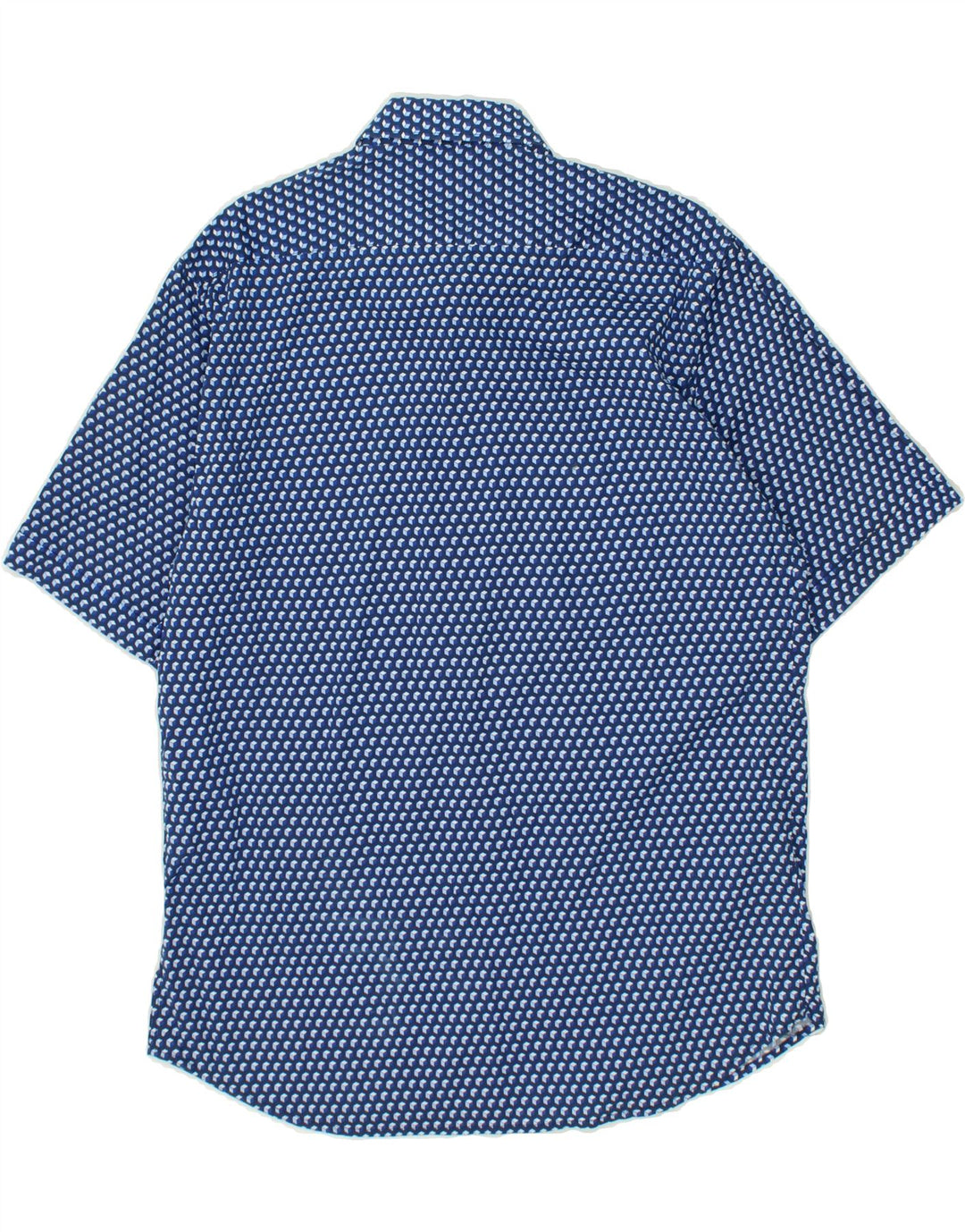PROFILO Mens Short Sleeve Shirt XL Blue Geometric Cotton Vintage Profilo and Second-Hand Profilo from Messina Hembry 