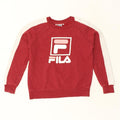 FILA Womens Graphic Sweatshirt Jumper UK 2 2XS Red Cotton | Vintage Fila | Thrift | Second-Hand Fila | Used Clothing | Messina Hembry 