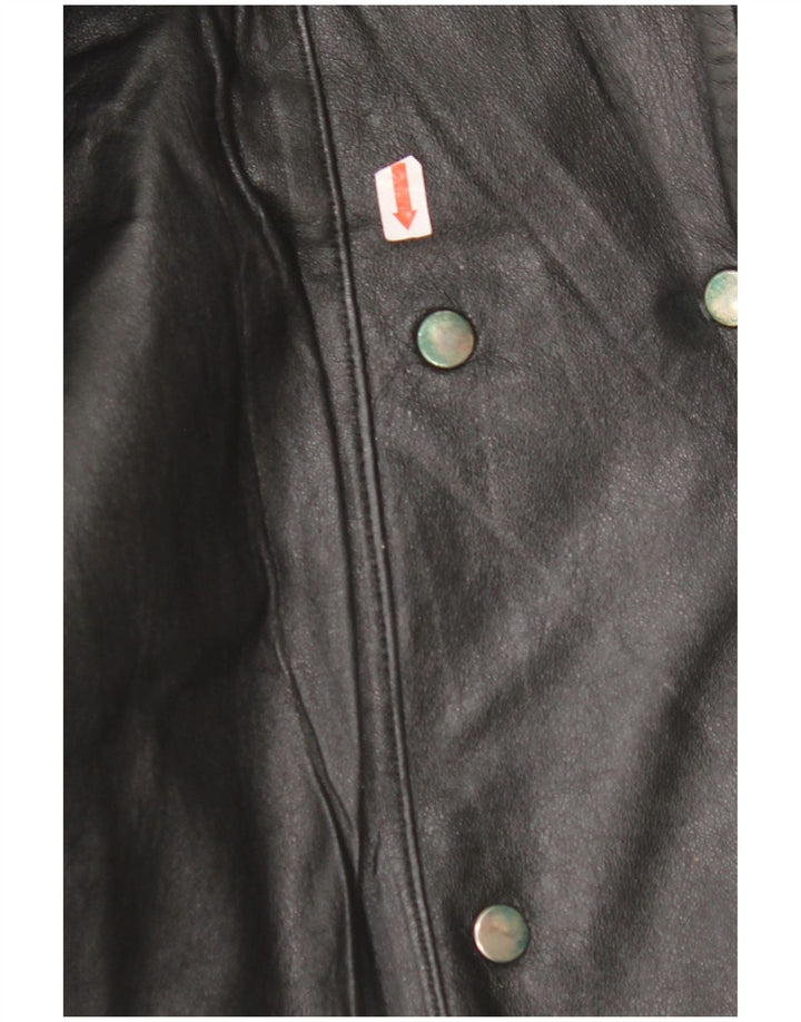 VINTAGE Oversized læderjakke til kvinder EU 42 Stor sort læder