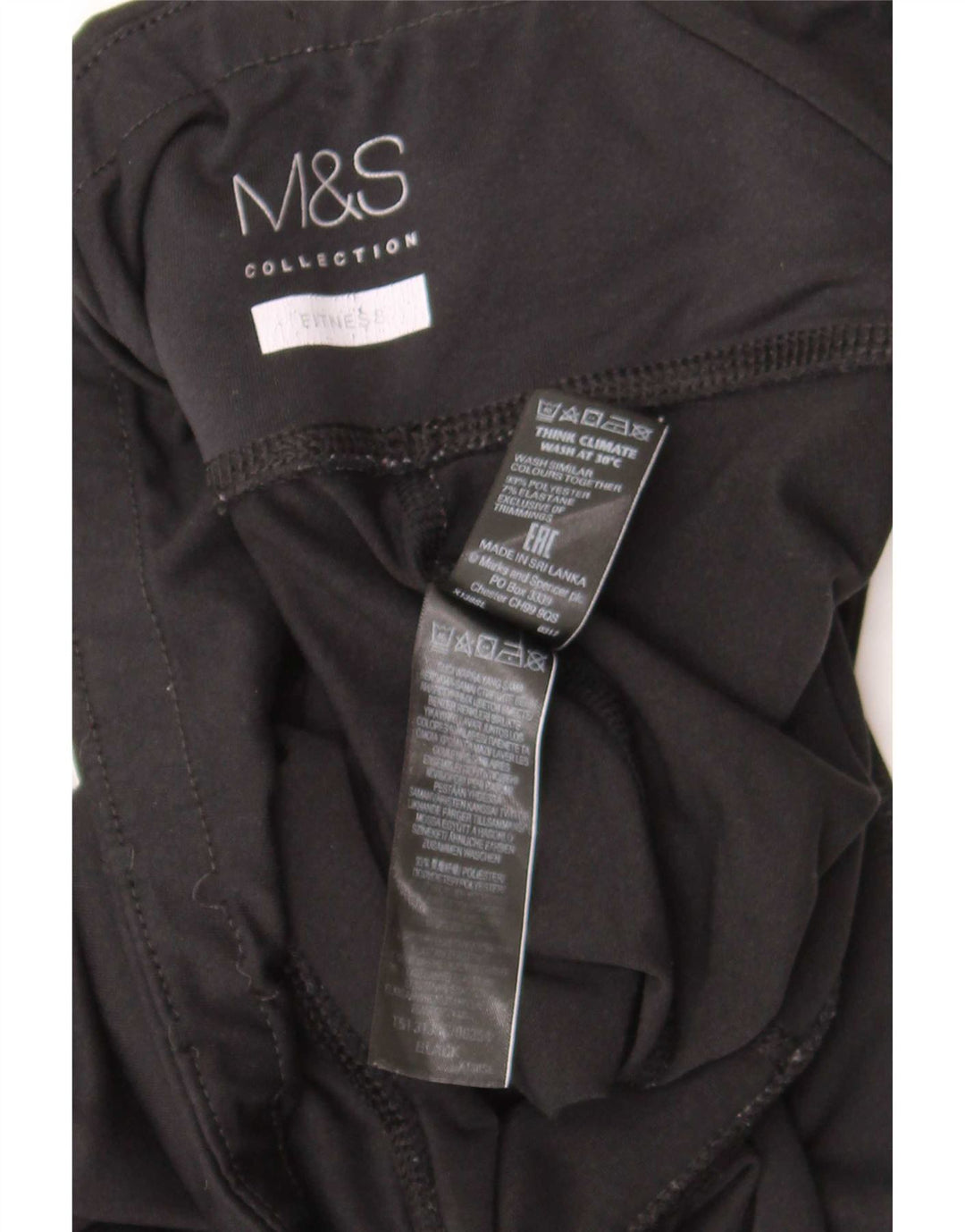 Marks & Spencer Womens Leggings UK 12 Medium Black Polyester