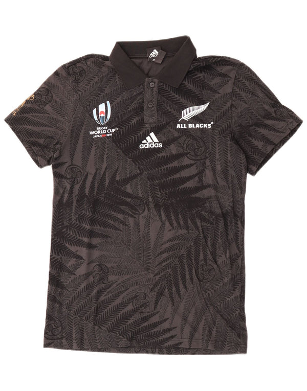 Adidas Mens All Blacks Graphic Polo Shirt Small Black Floral Cotton