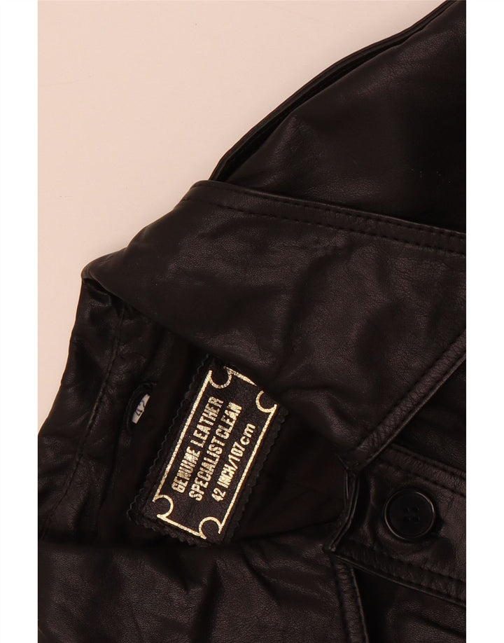 Vintage læderjakke til kvinder IT 42 Medium sort læder