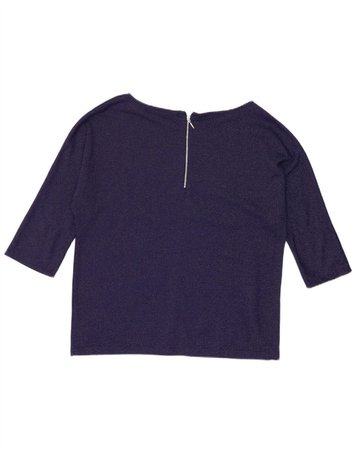 Zara Dame Top 3/4 ærme UK 16 Large Navy Blue Polyester