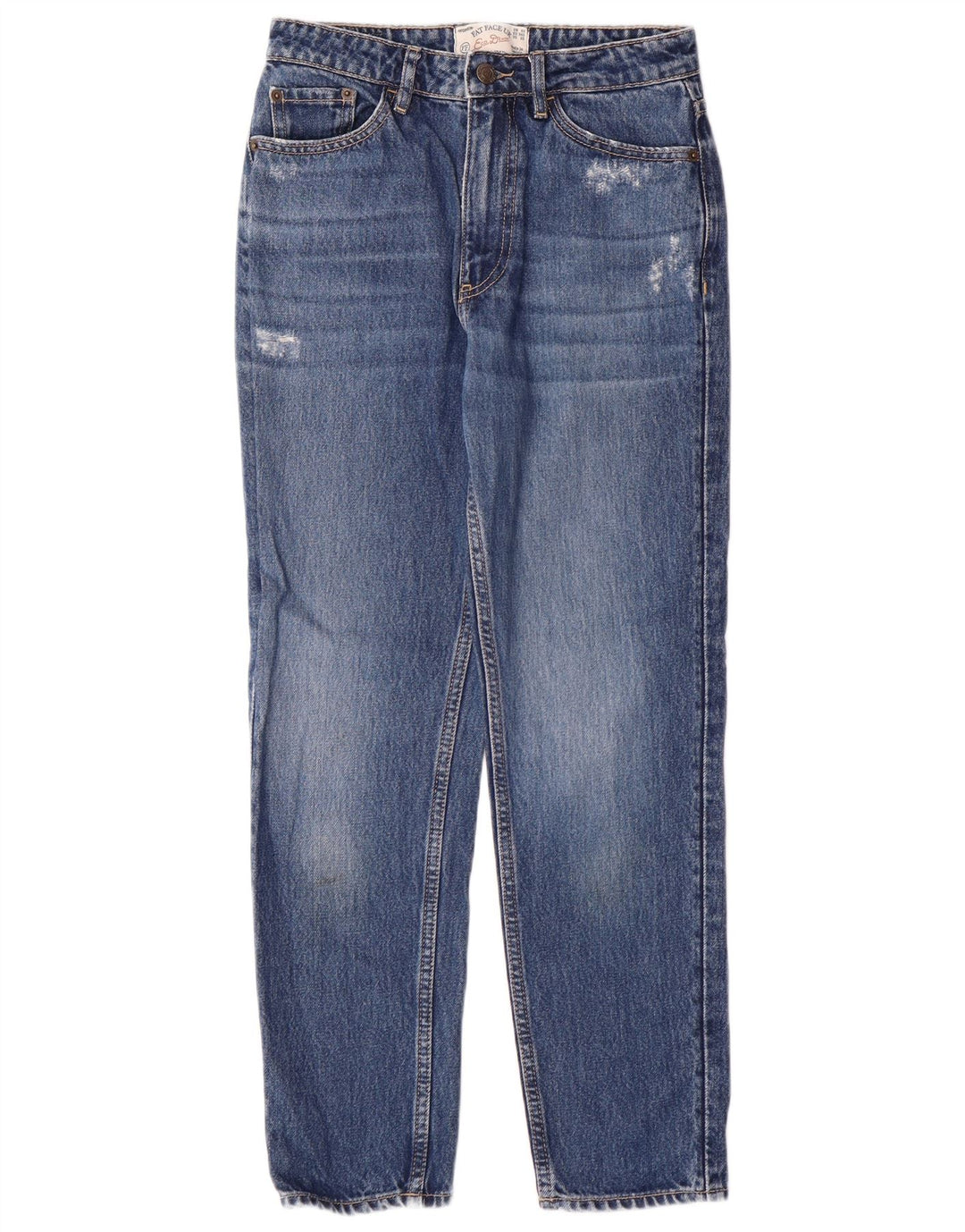 FAT FACE Dame Mom Jean Distressed Slim Jeans UK 6 XS W26 L26 Blå Bomuld