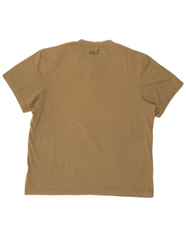 Jack Wolfskin Herre T-Shirt Top UK 46/48 2XL Khaki Bomuld