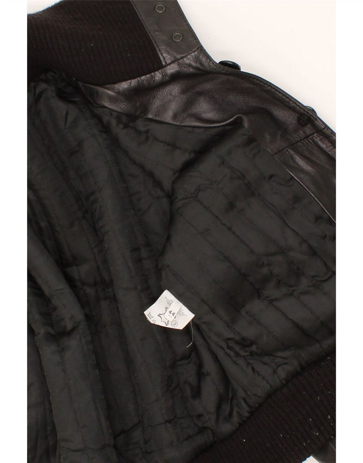 VINTAGE Crop læderjakke til kvinder IT 44 Medium sort læder