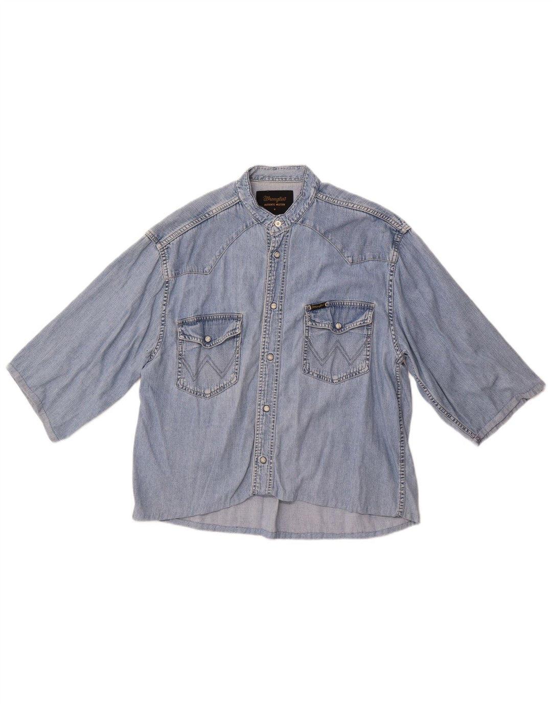 Wrangler kortærmet denimskjorte til mænd mellemblå