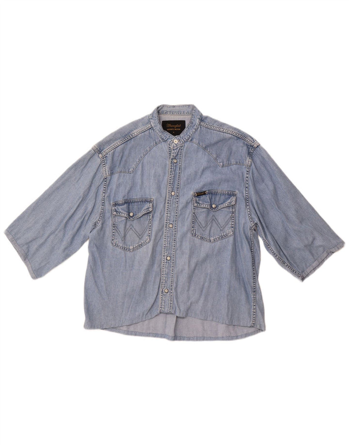 Wrangler kortærmet denimskjorte til mænd mellemblå