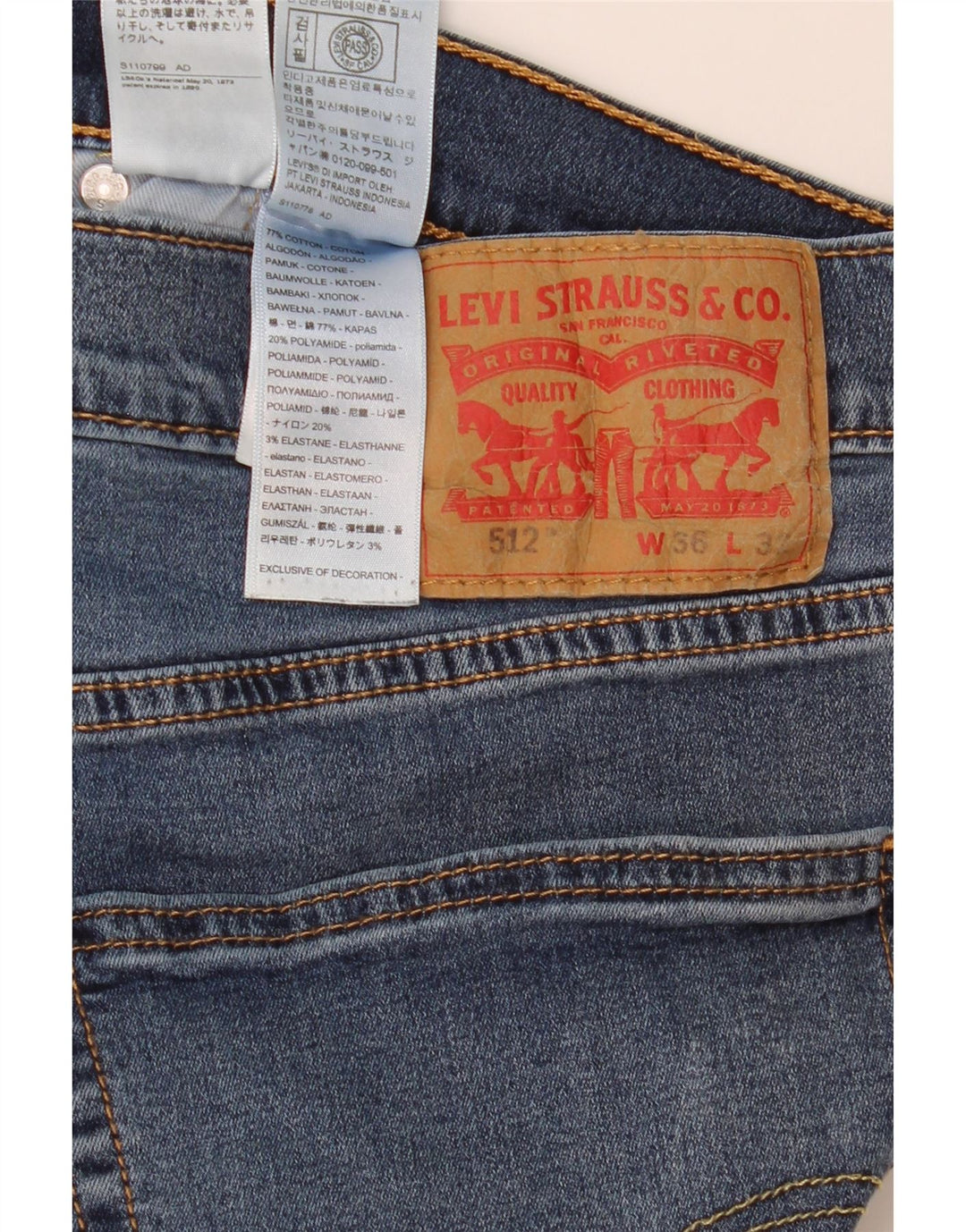 Levi's Herre 512 Slim Tapered Jeans W36 L32 Blå Bomuld