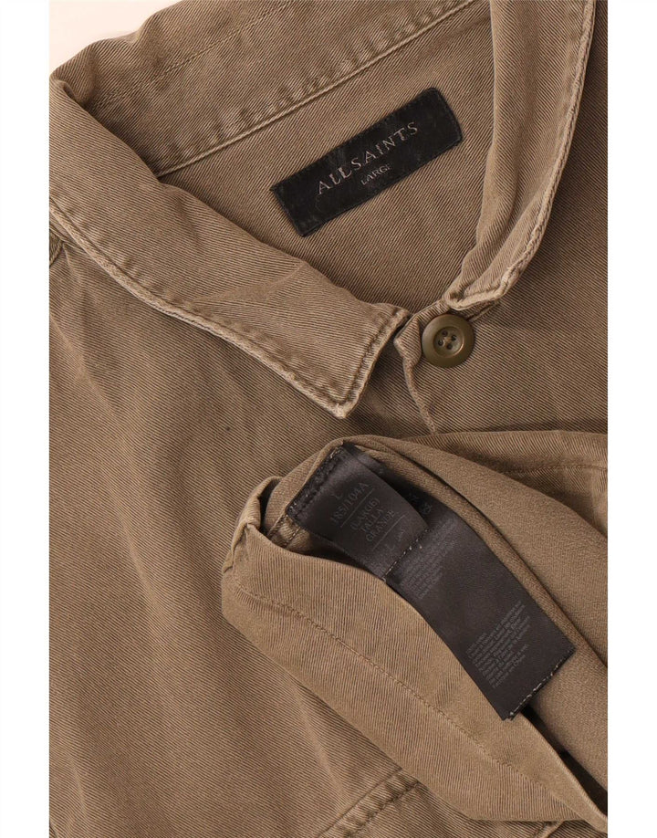 All Saints Herreskjorte Stor Khaki Bomuld