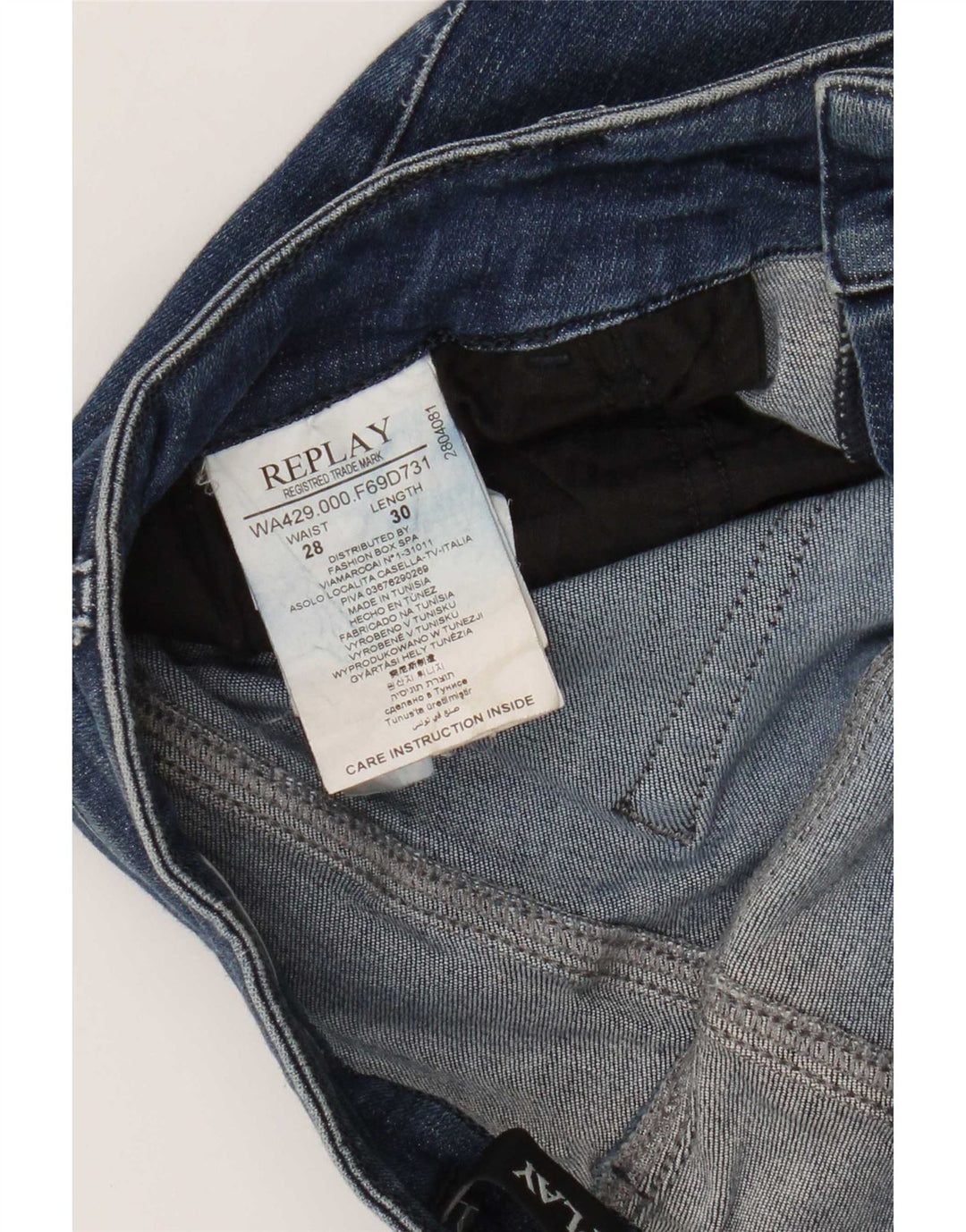 Replay Dame Slim Jeans W28 L30 Blå Bomuld