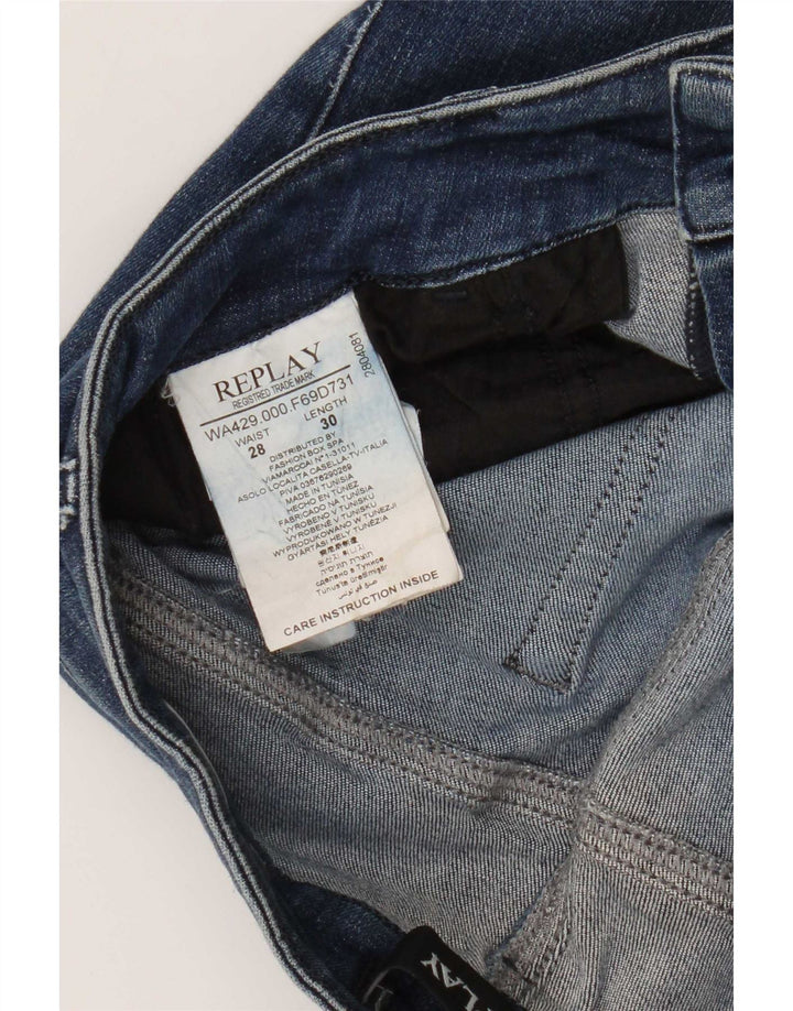 Replay Dame Slim Jeans W28 L30 Blå Bomuld