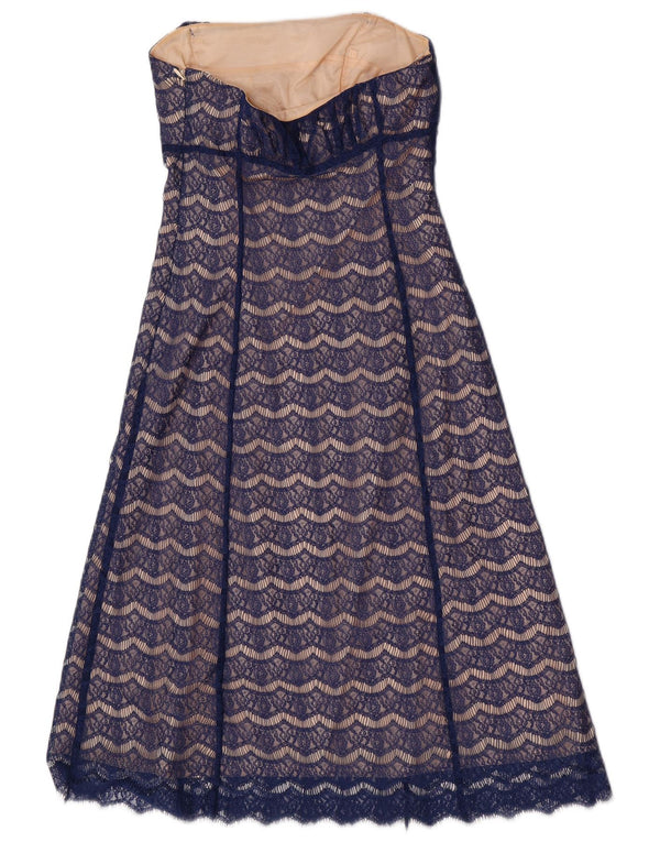Coast Womens Lace Stropløs Kjole UK 10 Small Navy Blue Floral Nylon