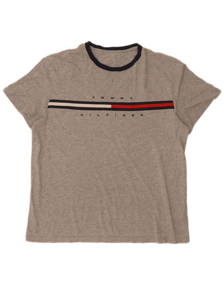 Tommy Hilfiger Herre Grafisk T-Shirt Top Stor Grå Bomuld