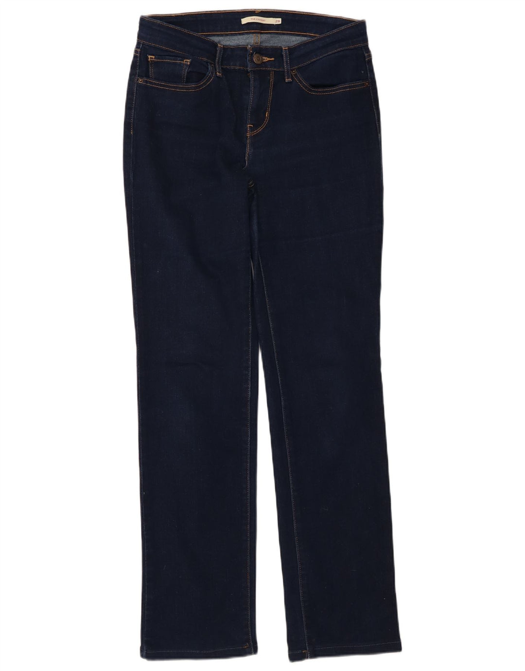 Levi's Dame 714 Straight Jeans W28 L30 Marineblå Bomuld