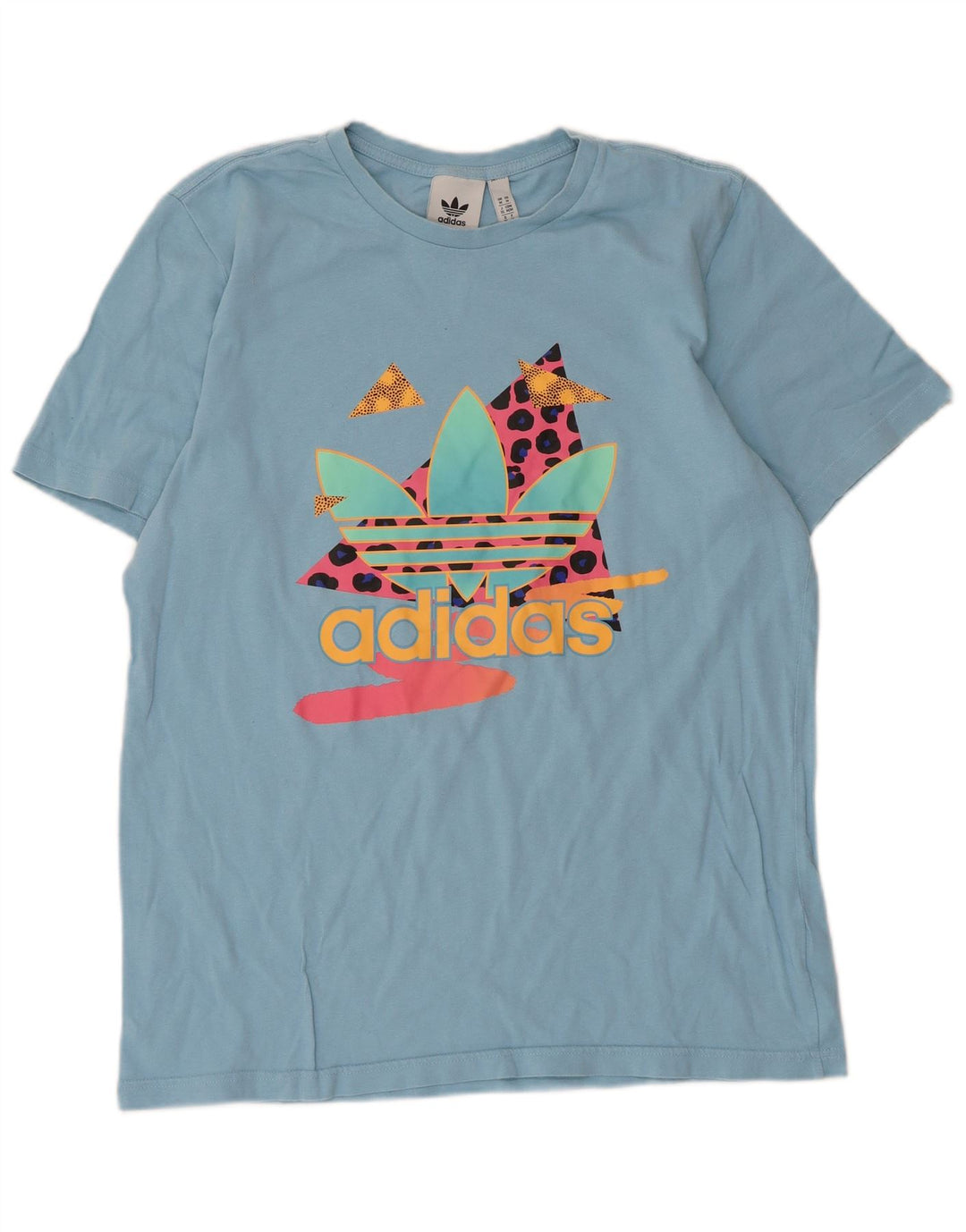 Adidas Grafisk T-shirt top mellemblå bomuld til mænd