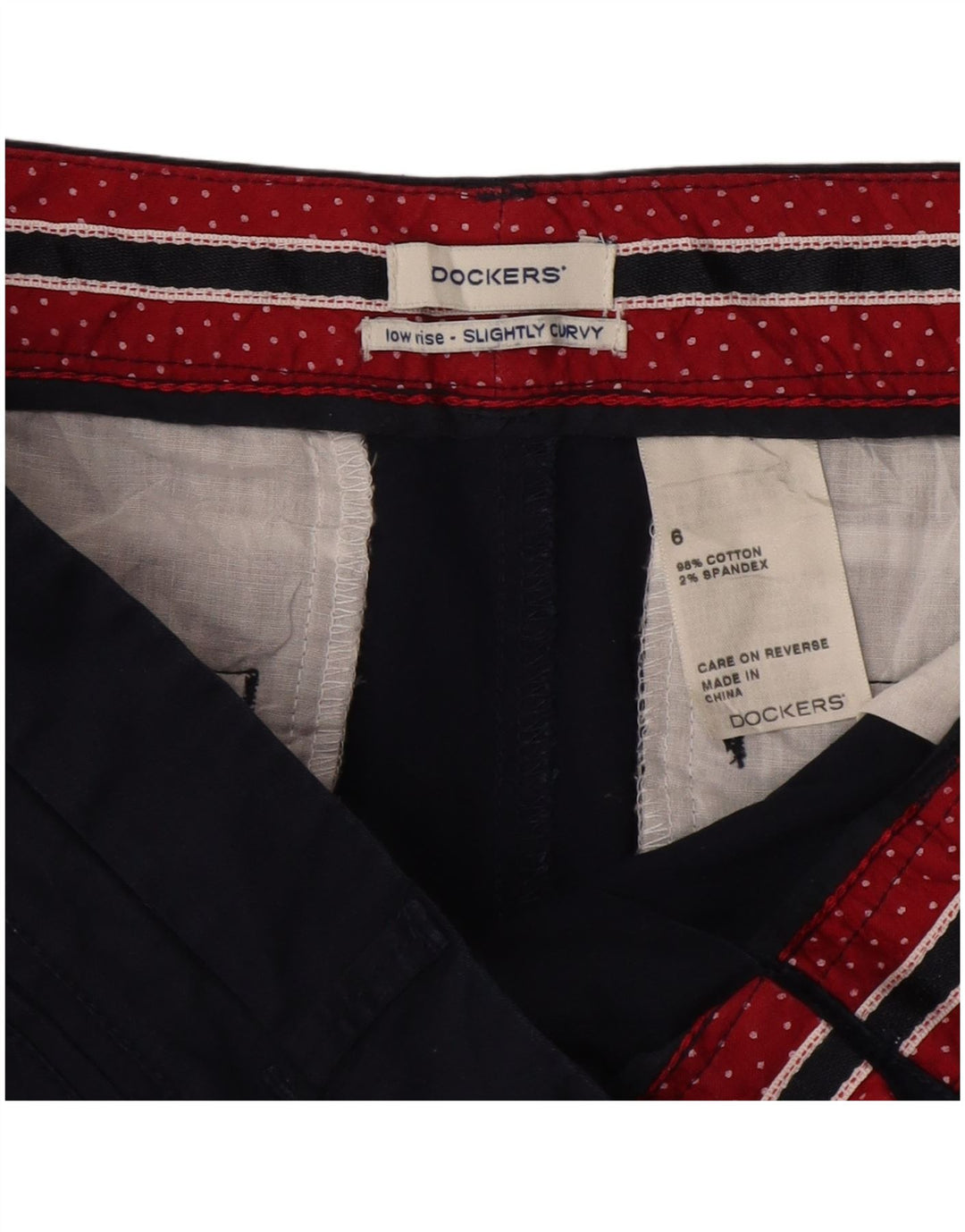 DOCKERS Dame Slightly Curvy Chino Shorts US 6 Medium W30 Navy Blue