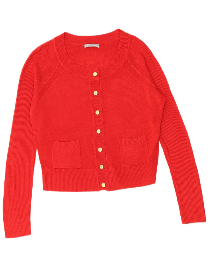 MARKS & SPENCER Womens Crop Cardigan Sweater UK 12 Medium Red Acryl