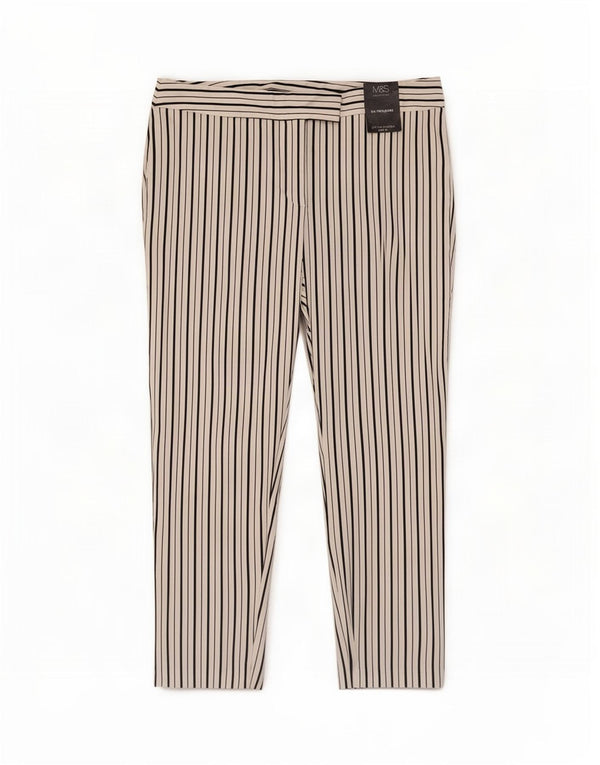 Marks & Spencer Dame Cropped Trousers UK 16 Large W34 L25 Hvidstribet
