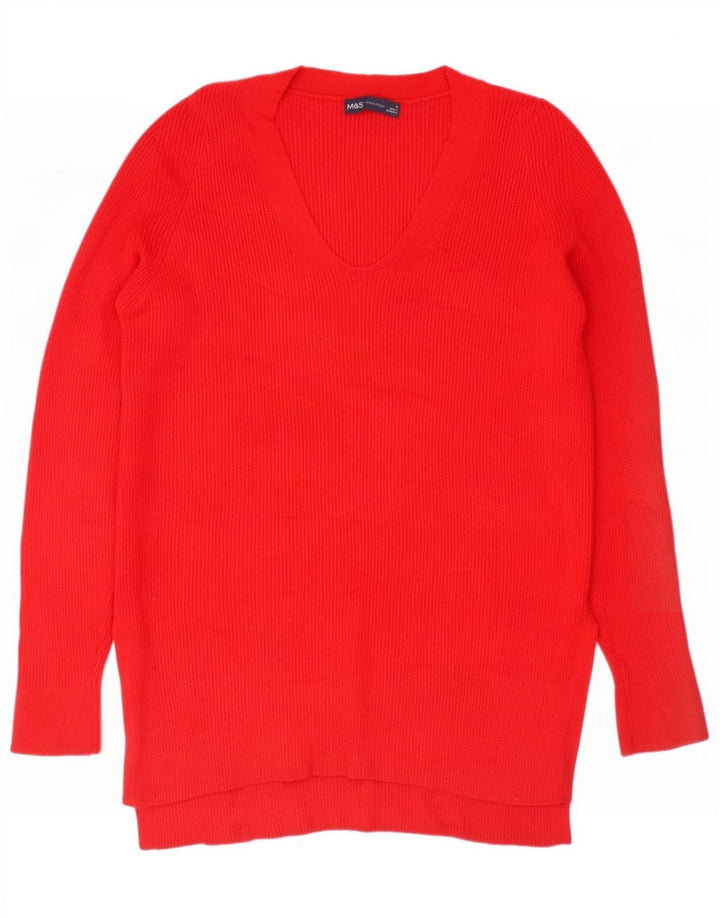 Marks & Spencer Dame Oversized V-hals sweater UK 10 Small Red
