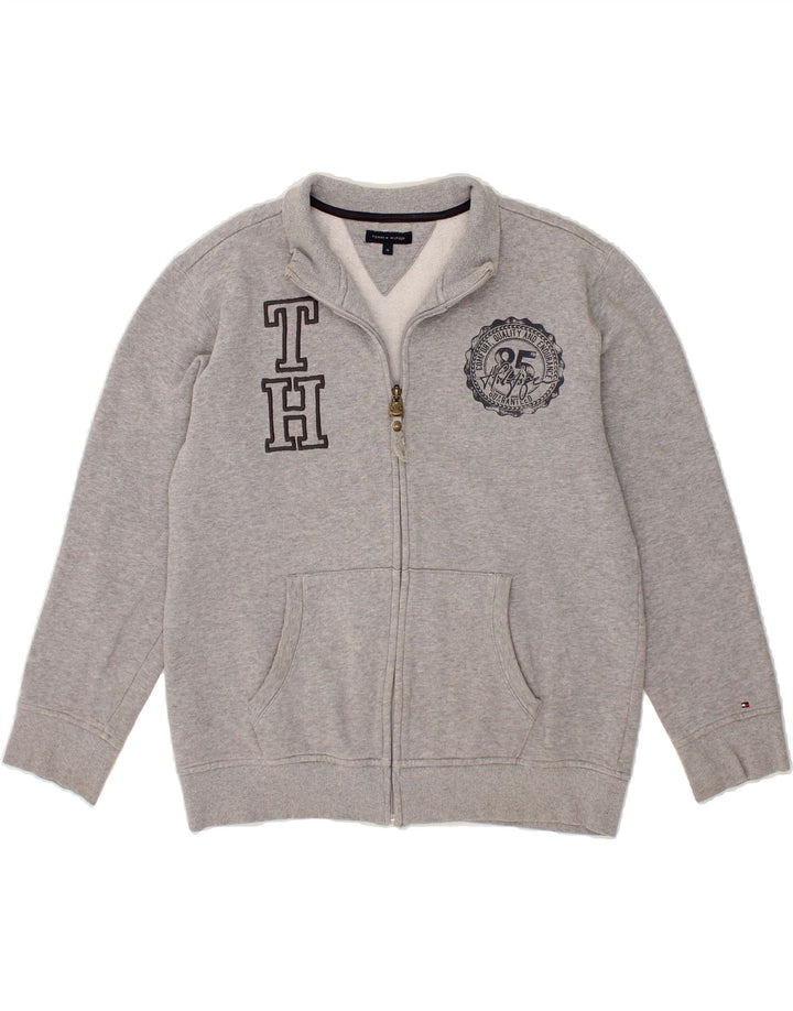 TOMMY HILFIGER Boys Graphic Tracksuit Top Jacket 15-16 Years Grey Cotton Vintage Tommy Hilfiger and Second-Hand Tommy Hilfiger from Messina Hembry 