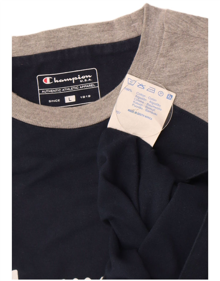 Champion Mens Graphic Vest Top Large Navy Blue Colourblock Cotton