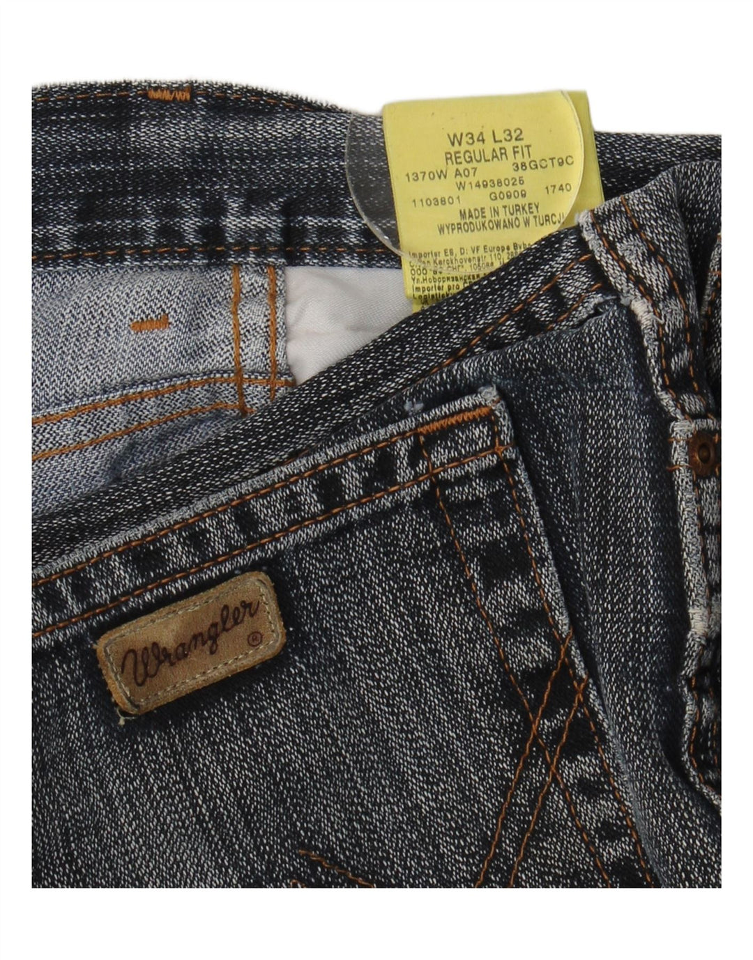 Wrangler Herre Regular Fit Straight Jeans W34 L32 Blå Bomuld