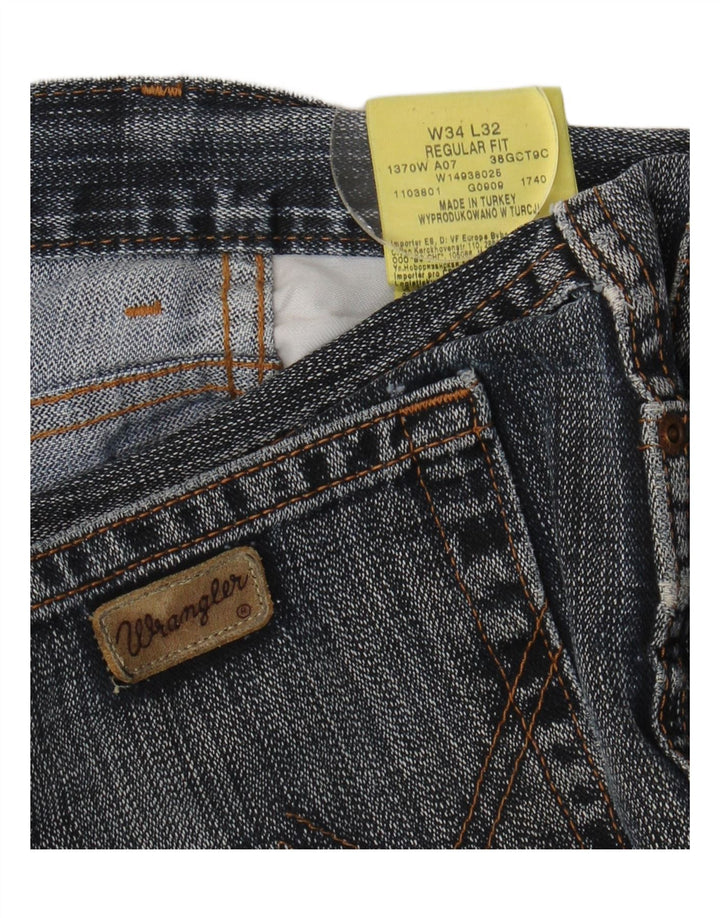 Wrangler Herre Regular Fit Straight Jeans W34 L32 Blå Bomuld