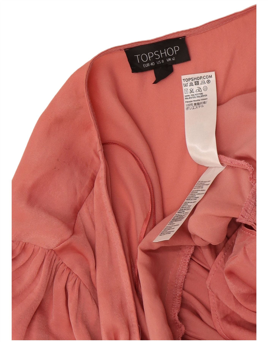 Topshop Dame Wrap Shirt Bluse UK 12 Medium Pink Polyester