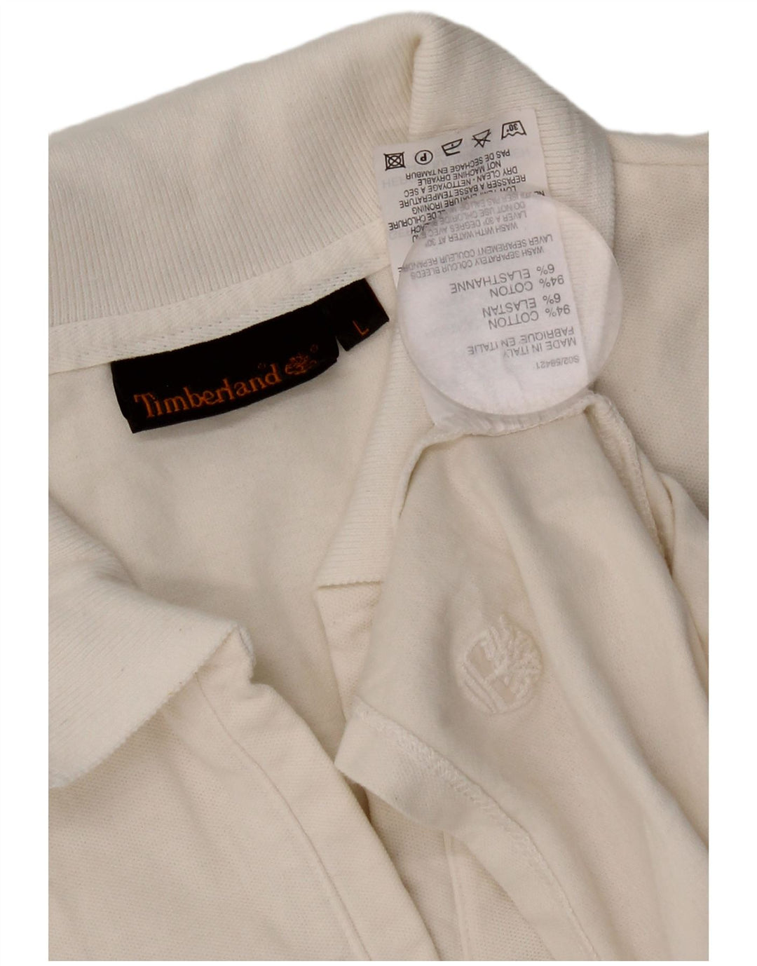 Timberland Dame Polo Shirt UK 14 Stor Hvid Bomuld