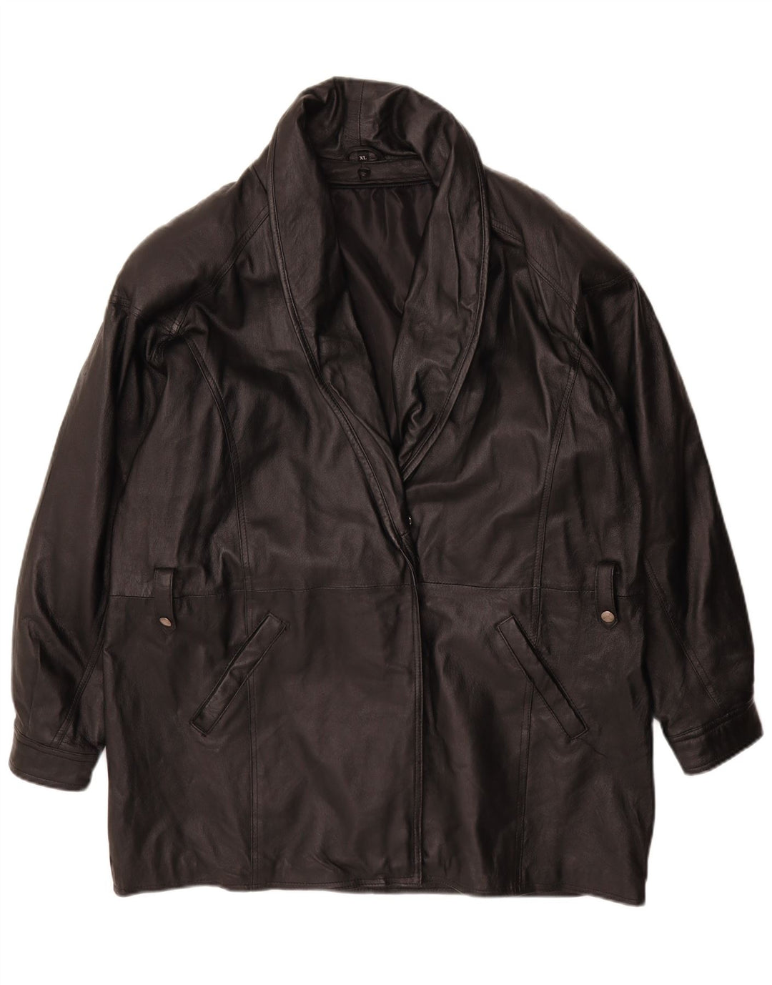 Vintage læderjakke til kvinder UK 18 XL sort læder