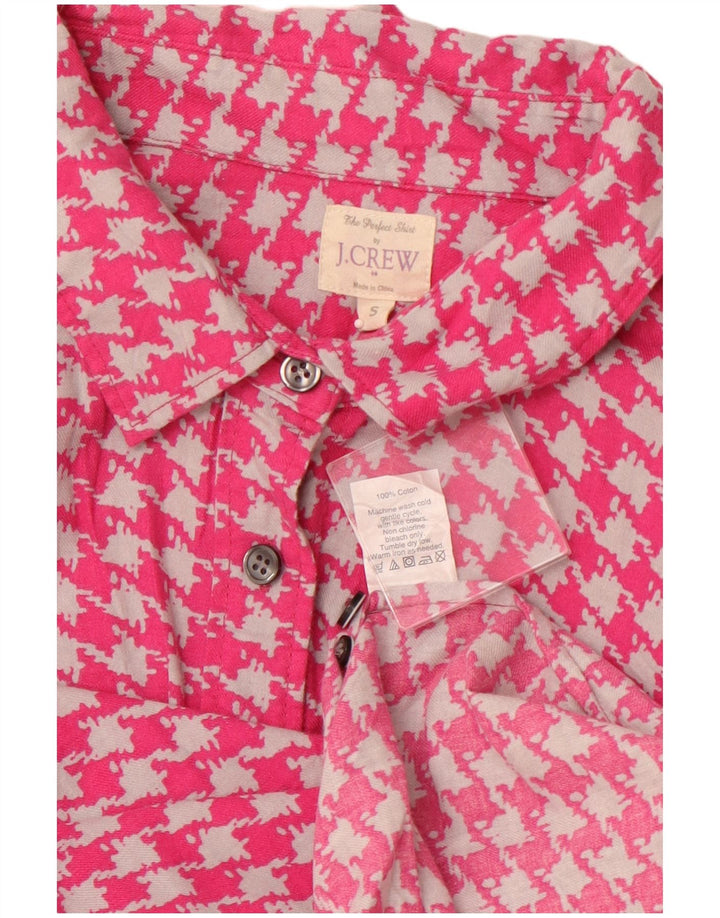 J. CREW Dame flannel skjorte UK 10 Small Pink Houndstooth Bomuld