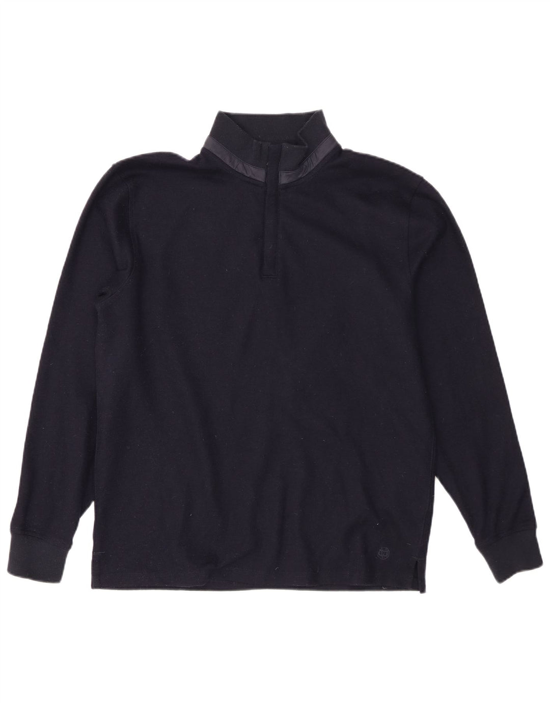 Massimo Dutti Herre Zip Neck Jumper Sweater Large Navy Blue Polyester