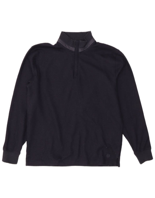 Massimo Dutti Herre Zip Neck Jumper Sweater Large Navy Blue Polyester