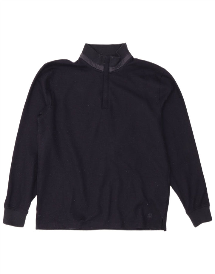 Massimo Dutti Herre Zip Neck Jumper Sweater Large Navy Blue Polyester