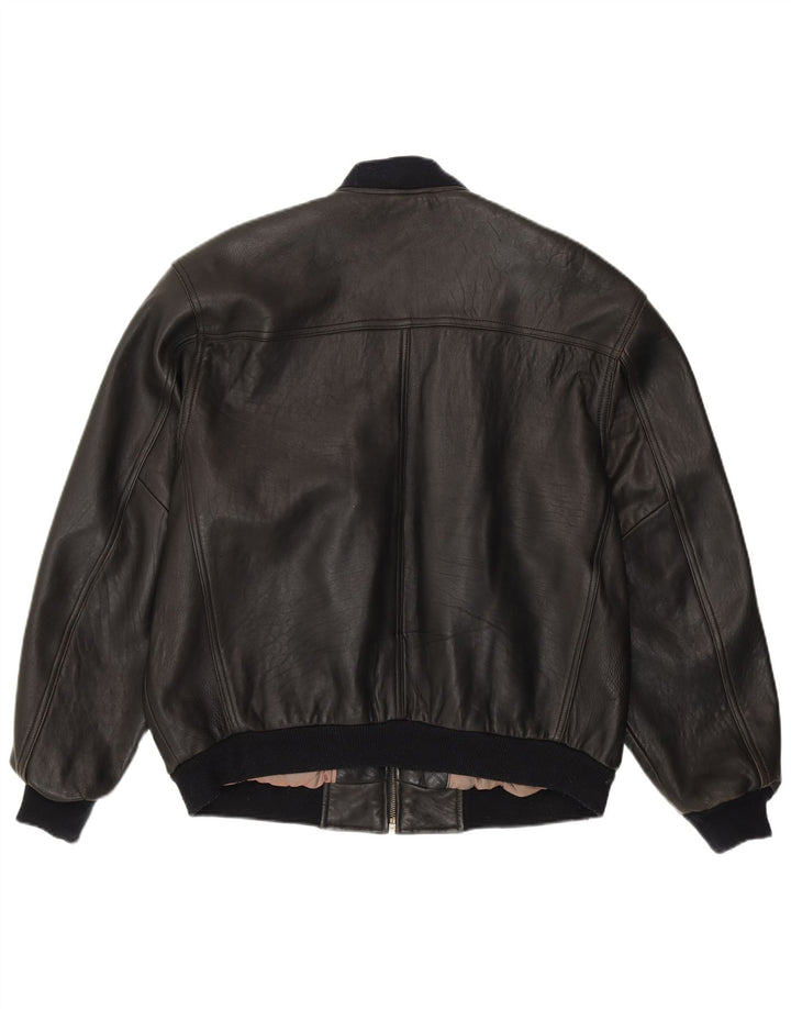 Conte Massimo Herre Loose Fit Bomber Jacket IT 48 Medium Sort Læder