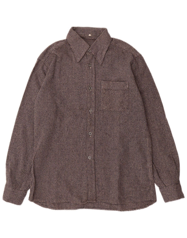 VINTAGE Flanelskjorte til mænd Størrelse 40 Medium Grå Houndstooth