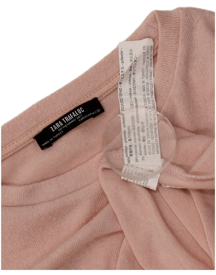 Zara Dame Trafaluc Langærmet Bluse Top UK 14 Medium Pink Polyester