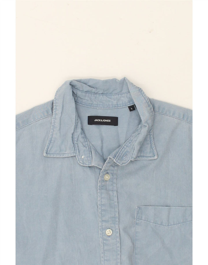 JACK & JONES Mens Shirt Large Blue Lyocell Vintage Jack & Jones and Second-Hand Jack & Jones from Messina Hembry 