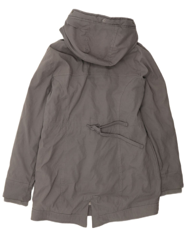 Hollister Womens Hooded Sherpa Parka Jacket UK 14 Medium Grey Polyester