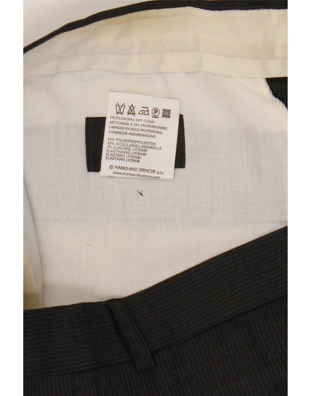 Marks & Spencer Herre Pegged Suit Bukser W34 L29 Grå nålestribet polyester