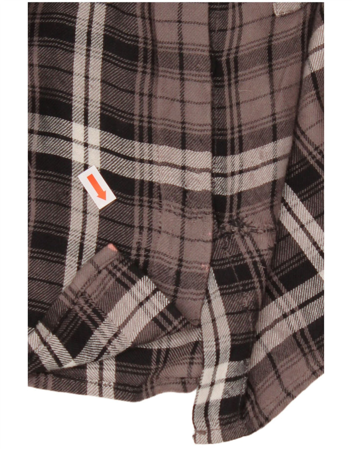 BENETTON Dame Oversized Flanell Shirt UK 10 Lille brun ternet viskose